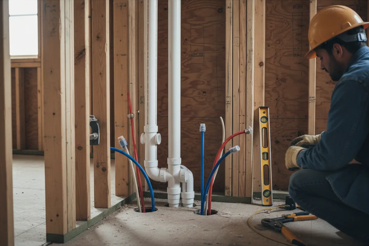 Drain and supply rough-in during Garbage Disposal Repair in South Gate